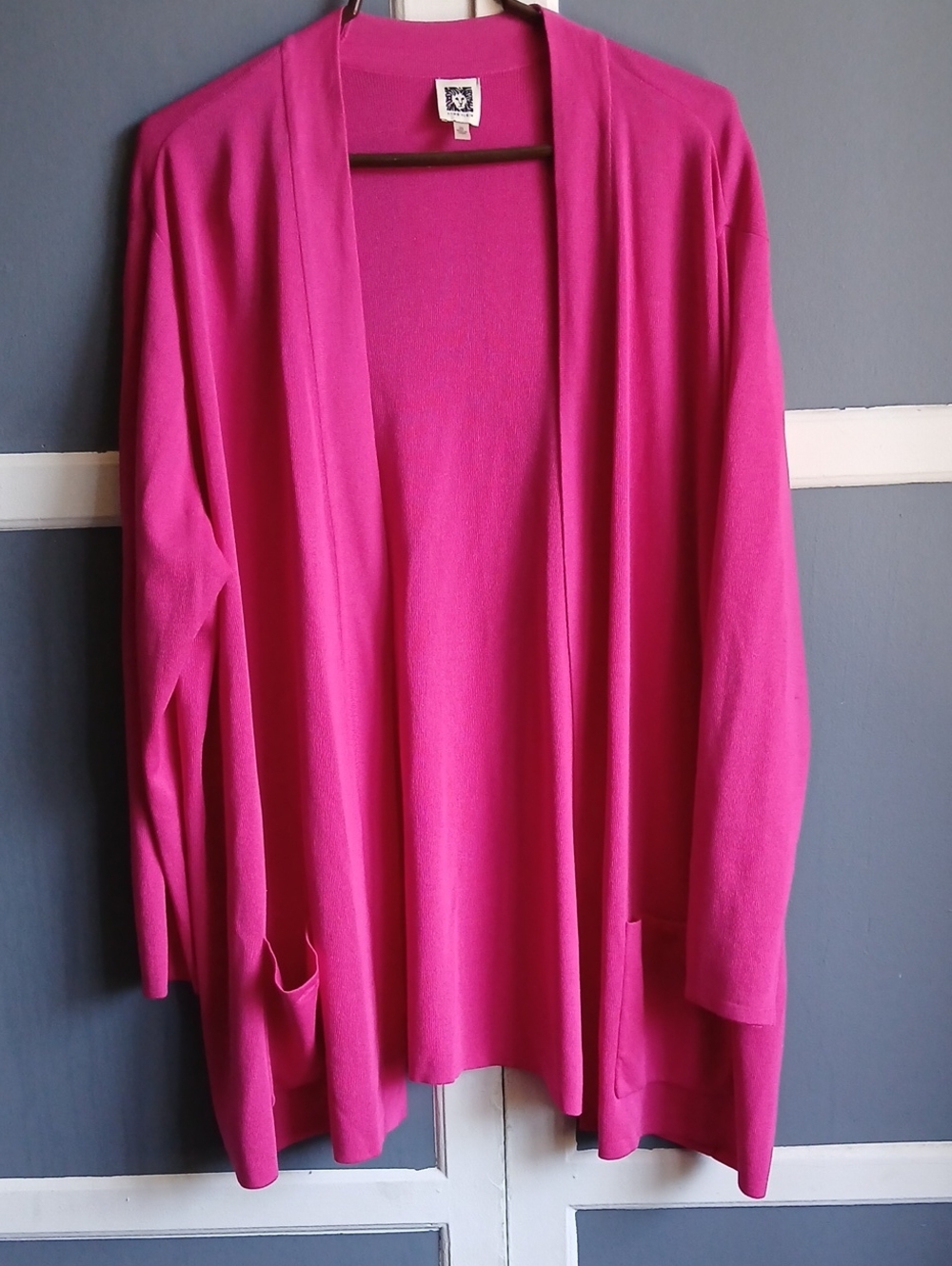 Anne Klein Hot Pink Open-Front Cardigan